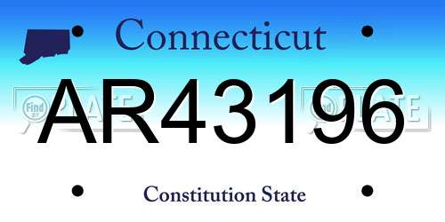 AR43196 Connecticut License Plate