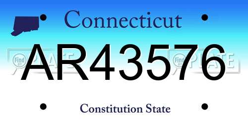 AR43576 Connecticut License Plate