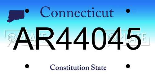 AR44045 Connecticut License Plate