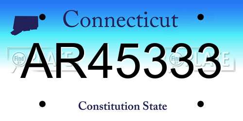 AR45333 Connecticut License Plate