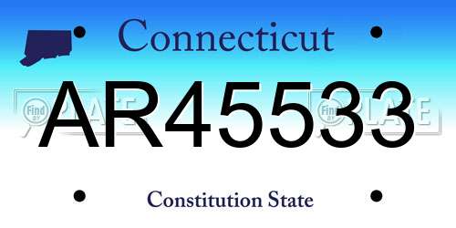 AR45533 Connecticut License Plate