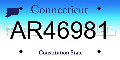 AR46981 Connecticut License Plate