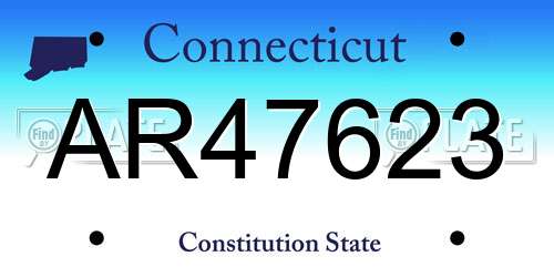 AR47623 Connecticut License Plate