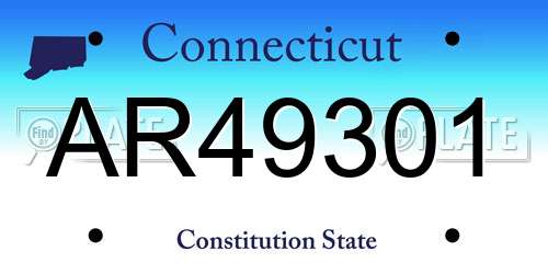 AR49301 Connecticut License Plate