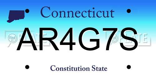 AR4G7S Connecticut License Plate