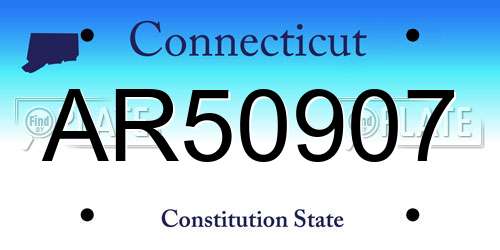 AR50907 Connecticut License Plate