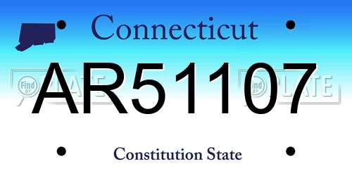 AR51107 Connecticut License Plate