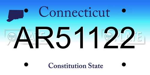 AR51122 Connecticut License Plate