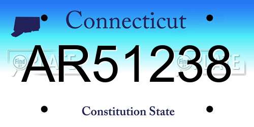 AR51238 Connecticut License Plate