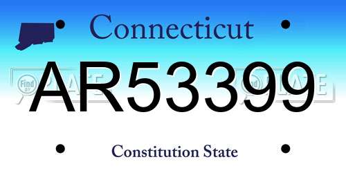 AR53399 Connecticut License Plate