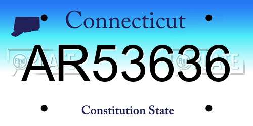 AR53636 Connecticut License Plate