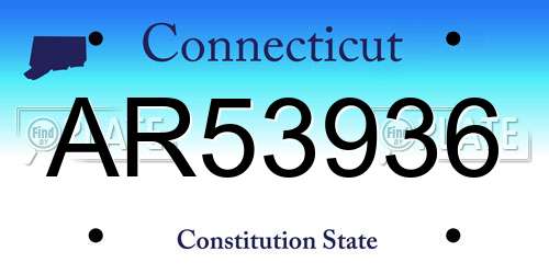 AR53936 Connecticut License Plate