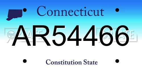 AR54466 Connecticut License Plate