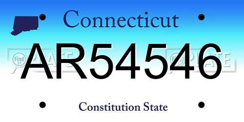 AR54546 Connecticut License Plate