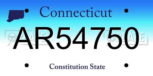 AR54750 Connecticut License Plate