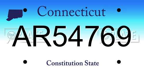 AR54769 Connecticut License Plate