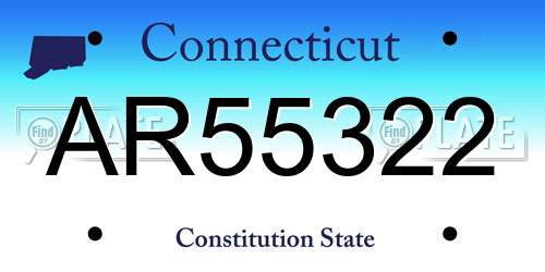 AR55322 Connecticut License Plate