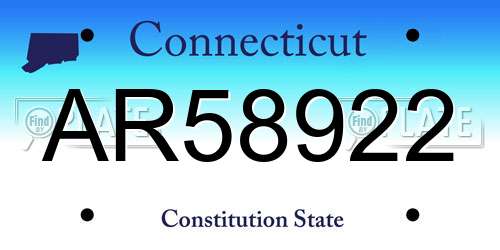 AR58922 Connecticut License Plate