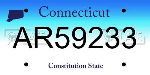 AR59233 Connecticut License Plate