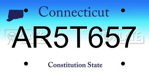 AR5T657 Connecticut License Plate