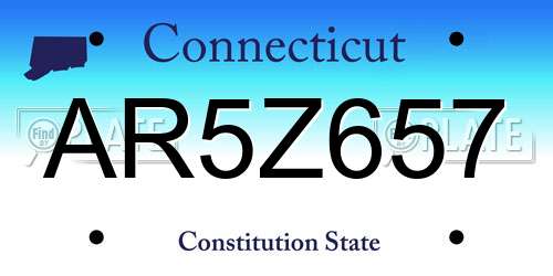 AR5Z657 Connecticut License Plate