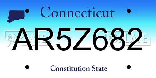 AR5Z682 Connecticut License Plate