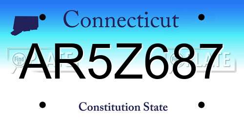 AR5Z687 Connecticut License Plate