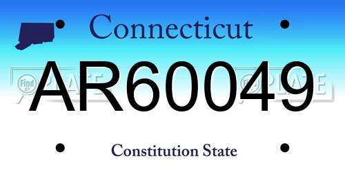 AR60049 Connecticut License Plate
