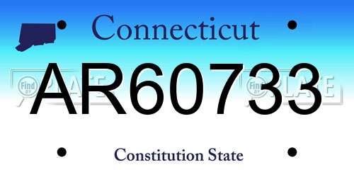 AR60733 Connecticut License Plate