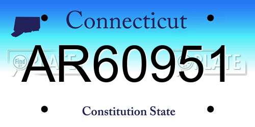 AR60951 Connecticut License Plate