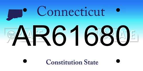 AR61680 Connecticut License Plate