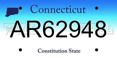 AR62948 Connecticut License Plate