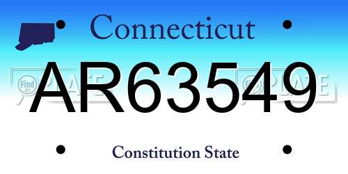 AR63549 Connecticut License Plate