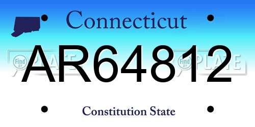 AR64812 Connecticut License Plate