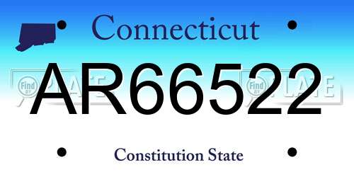 AR66522 Connecticut License Plate