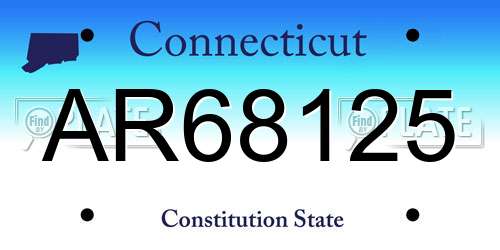 AR68125 Connecticut License Plate