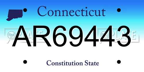 AR69443 Connecticut License Plate