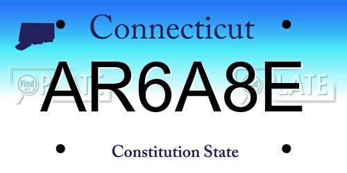 AR6A8E Connecticut License Plate