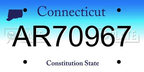 AR70967 Connecticut License Plate