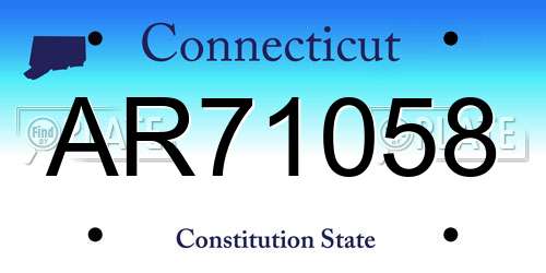 AR71058 Connecticut License Plate