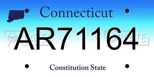 AR71164 Connecticut License Plate