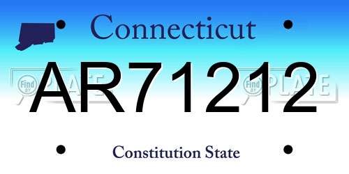 AR71212 Connecticut License Plate