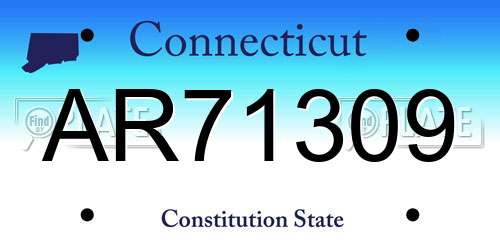 AR71309 Connecticut License Plate