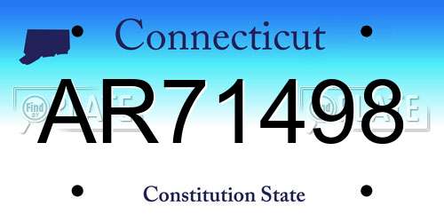 AR71498 Connecticut License Plate