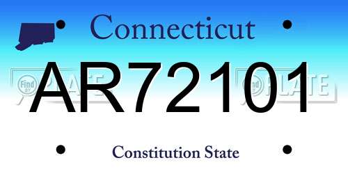 AR72101 Connecticut License Plate