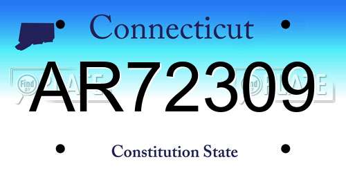 AR72309 Connecticut License Plate