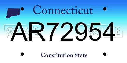 AR72954 Connecticut License Plate