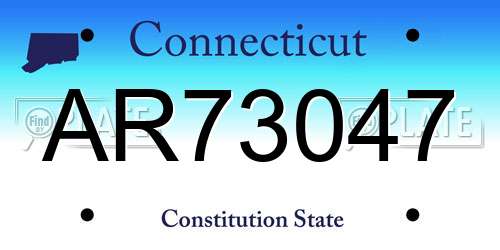 AR73047 Connecticut License Plate