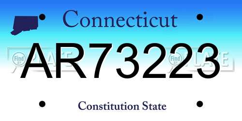 AR73223 Connecticut License Plate