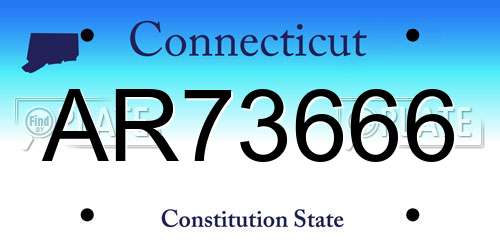 AR73666 Connecticut License Plate